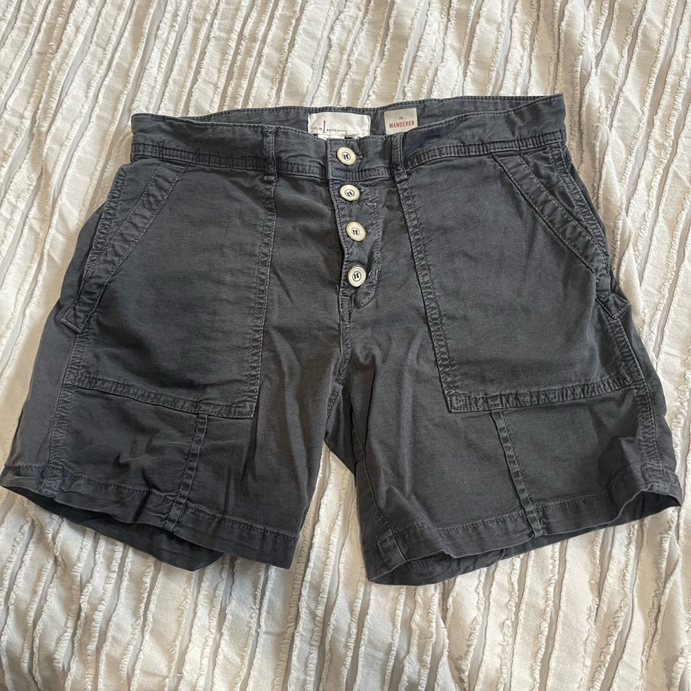 Anthropologie The Wanderer Gray Button Fly Shorts Size 27
